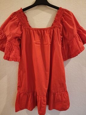 Joie Orange Off-Shoulder Ruffle Top